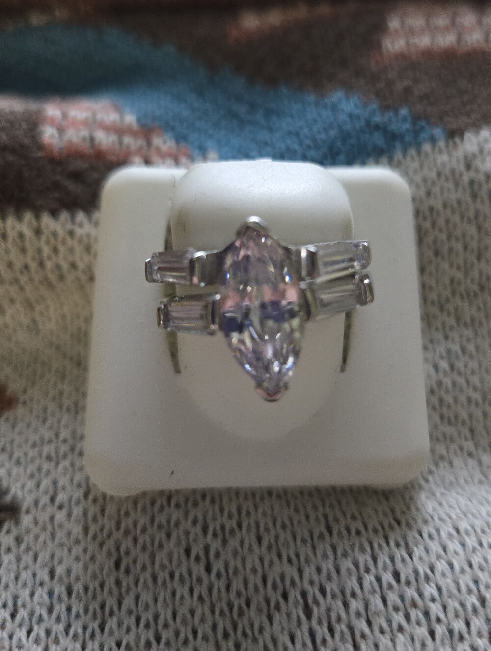 Marquise-Cut Clear Cz Wedding Set Ring in Silver